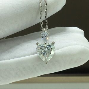 🔥2CT Certified Heart Moissanite  Brilliant Cut Pendent and Necklace 45cm